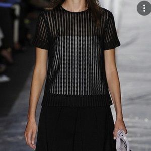 Rag & Bone black vertical stripes mesh top